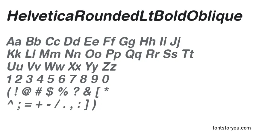Czcionka HelveticaRoundedLtBoldOblique – alfabet, cyfry, specjalne znaki