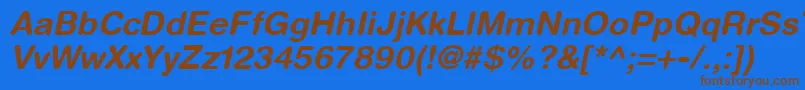 HelveticaRoundedLtBoldOblique Font – Brown Fonts on Blue Background