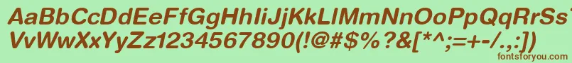 HelveticaRoundedLtBoldOblique Font – Brown Fonts on Green Background