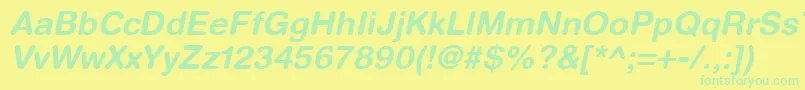 HelveticaRoundedLtBoldOblique Font – Green Fonts on Yellow Background