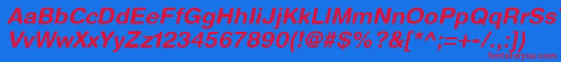 HelveticaRoundedLtBoldOblique Font – Red Fonts on Blue Background