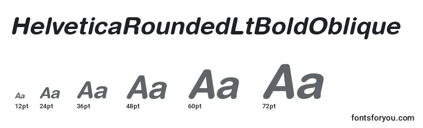 Tamanhos de fonte HelveticaRoundedLtBoldOblique