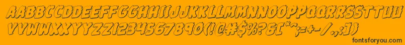 Johnnytorch3Drotal-Schriftart – Schwarze Schriften auf orangefarbenem Hintergrund