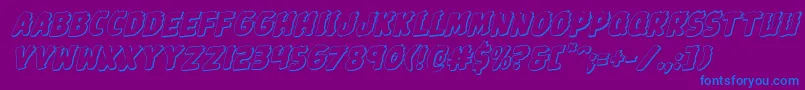 Johnnytorch3Drotal-Schriftart – Blaue Schriften auf violettem Hintergrund