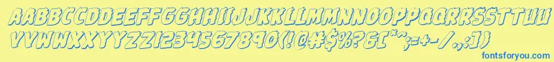 Johnnytorch3Drotal Font – Blue Fonts on Yellow Background