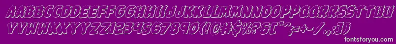 Johnnytorch3Drotal-Schriftart – Grüne Schriften auf violettem Hintergrund