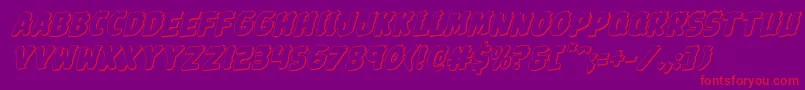 Johnnytorch3Drotal-Schriftart – Rote Schriften auf violettem Hintergrund