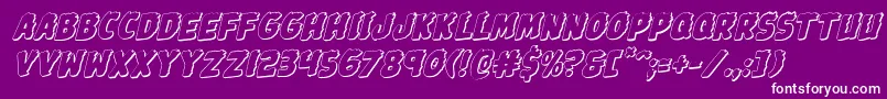 Johnnytorch3Drotal-Schriftart – Weiße Schriften auf violettem Hintergrund