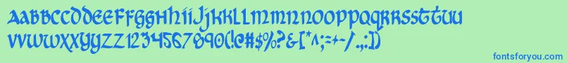 CryUncialCondensed Font – Blue Fonts on Green Background