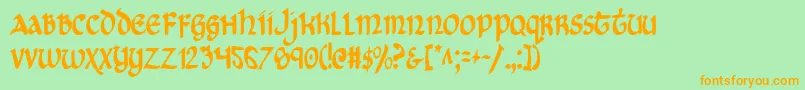 Шрифт CryUncialCondensed – оранжевые шрифты на зелёном фоне