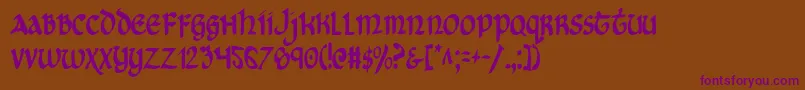 フォントCryUncialCondensed – 紫色のフォント、茶色の背景