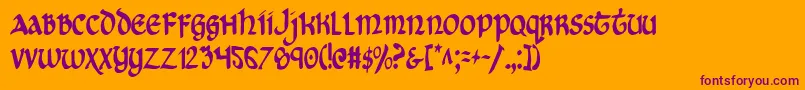 CryUncialCondensed Font – Purple Fonts on Orange Background