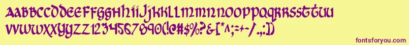 フォントCryUncialCondensed – 紫色のフォント、黄色の背景