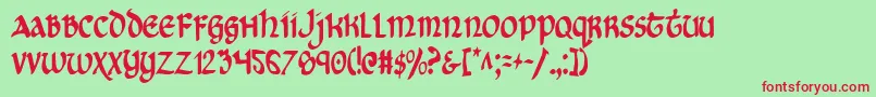 CryUncialCondensed Font – Red Fonts on Green Background