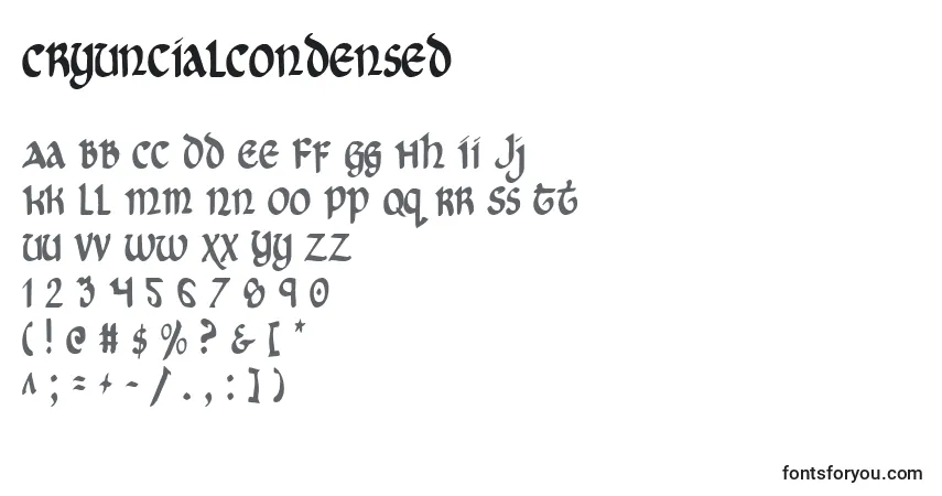 characters of cryuncialcondensed font, letter of cryuncialcondensed font, alphabet of  cryuncialcondensed font