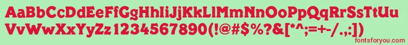 Fonte PickeringRegular – fontes vermelhas em um fundo verde