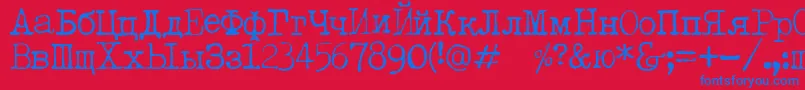 フォントLetteratrentadueTranslit – 赤い背景に青い文字