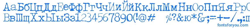 Czcionka LetteratrentadueTranslit – niebieskie czcionki