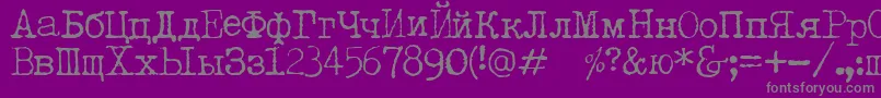 LetteratrentadueTranslit Font – Gray Fonts on Purple Background