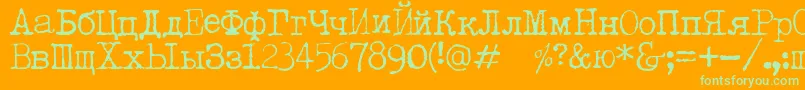 LetteratrentadueTranslit-Schriftart – Grüne Schriften auf orangefarbenem Hintergrund