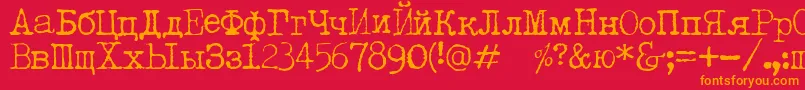LetteratrentadueTranslit Font – Orange Fonts on Red Background