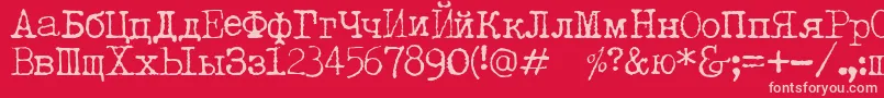 LetteratrentadueTranslit Font – Pink Fonts on Red Background