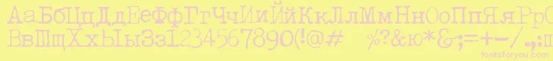 LetteratrentadueTranslit Font – Pink Fonts on Yellow Background