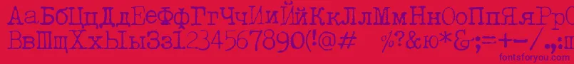 LetteratrentadueTranslit Font – Purple Fonts on Red Background