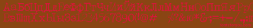 LetteratrentadueTranslit-Schriftart – Rote Schriften auf braunem Hintergrund