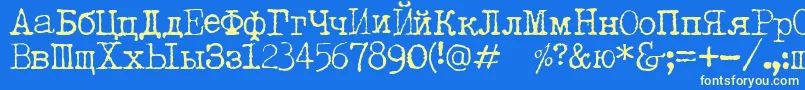 Шрифт LetteratrentadueTranslit – жёлтые шрифты на синем фоне