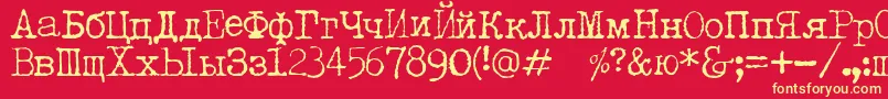 Шрифт LetteratrentadueTranslit – жёлтые шрифты на красном фоне