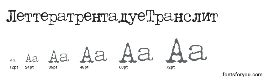 LetteratrentadueTranslit Font Sizes