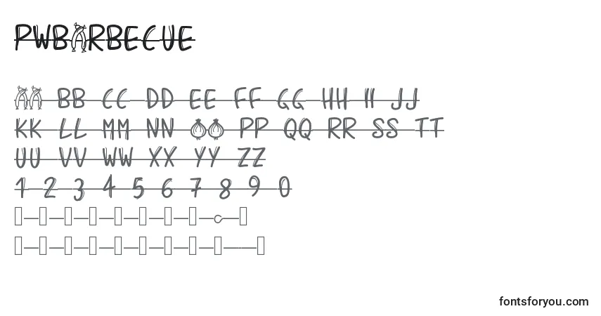 Schriftart Pwbarbecue – Alphabet, Zahlen, spezielle Symbole