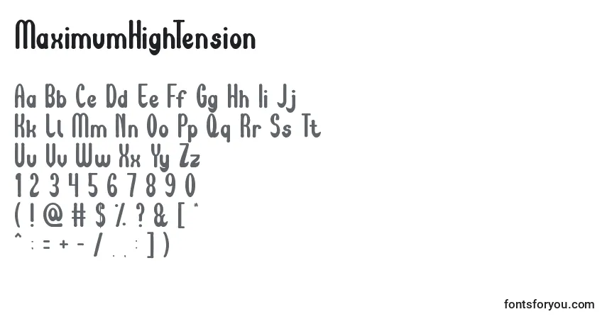 Czcionka MaximumHighTension – alfabet, cyfry, specjalne znaki