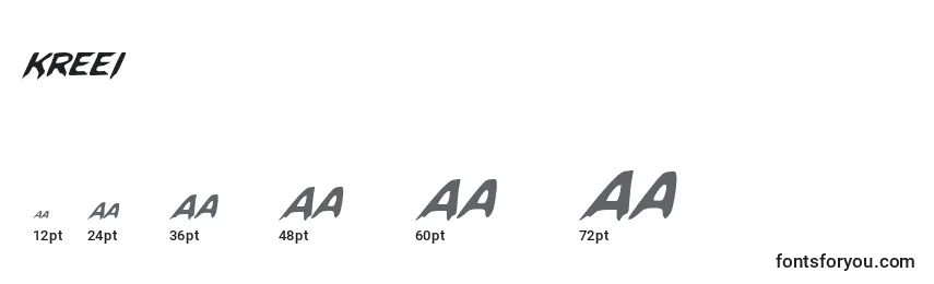 Размеры шрифта Kreei