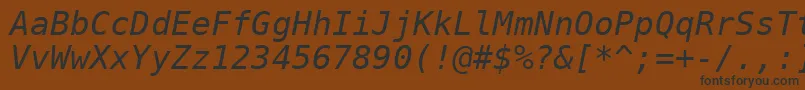 Dejavusansmono Oblique-Schriftart – Schwarze Schriften auf braunem Hintergrund