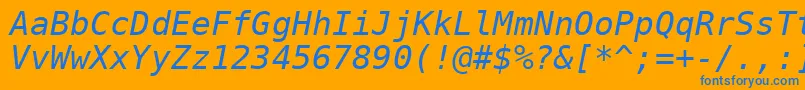 Fonte Dejavusansmono Oblique – fontes azuis em um fundo laranja