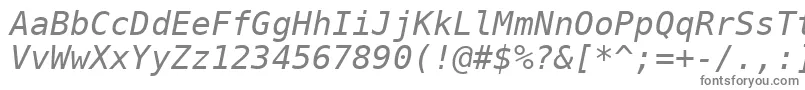 フォントDejavusansmono Oblique – 白い背景に灰色の文字