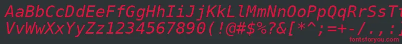 Czcionka Dejavusansmono Oblique – czerwone czcionki na czarnym tle