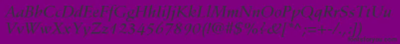 StempelSchneidlerLtMediumItalic-Schriftart – Schwarze Schriften auf violettem Hintergrund