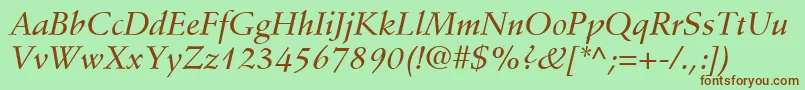 StempelSchneidlerLtMediumItalic Font – Brown Fonts on Green Background