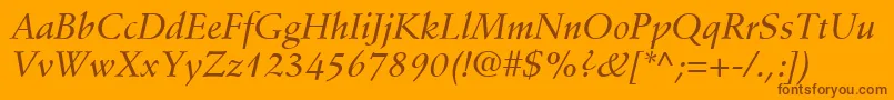 フォントStempelSchneidlerLtMediumItalic – オレンジの背景に茶色のフォント