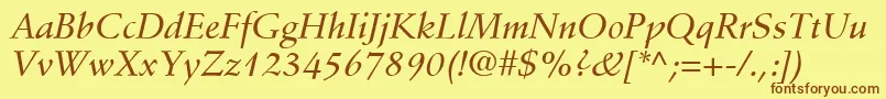 StempelSchneidlerLtMediumItalic Font – Brown Fonts on Yellow Background