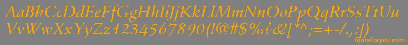 StempelSchneidlerLtMediumItalic-fontti – oranssit fontit harmaalla taustalla