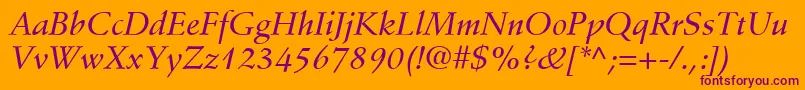 フォントStempelSchneidlerLtMediumItalic – オレンジの背景に紫のフォント