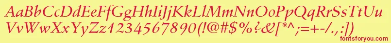 StempelSchneidlerLtMediumItalic Font – Red Fonts on Yellow Background