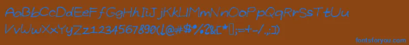 GrundlegendeByCindyyo Font – Blue Fonts on Brown Background
