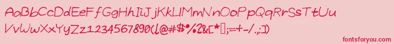 GrundlegendeByCindyyo-Schriftart – Rote Schriften auf rosa Hintergrund