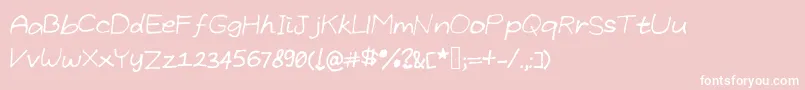 Weitere Informationen zur GrundlegendeByCindyyo-Schriftart GrundlegendeByCindyyo-Schriftart – Weiße Schriften auf rosa Hintergrund