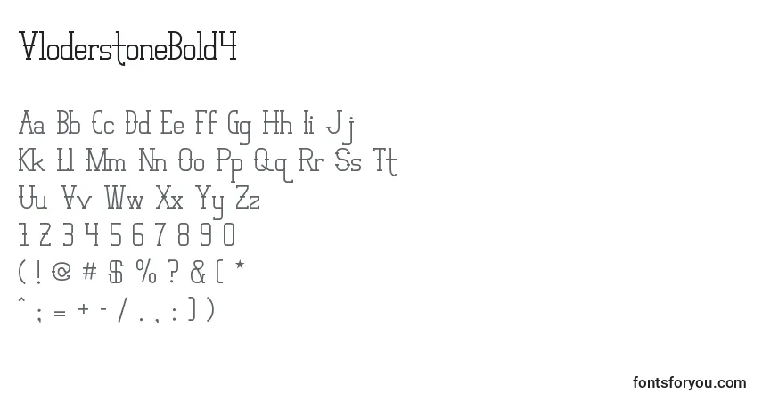 A fonte VloderstoneBold4 – alfabeto, números, caracteres especiais